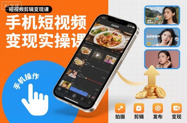 手机短视频变现实操课，短视频剪辑变现课-百川聊项目