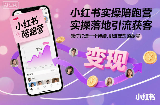 小红书实操陪跑营，实操落地引流获客，教你打造一个持续引流变现的账号-百川聊项目