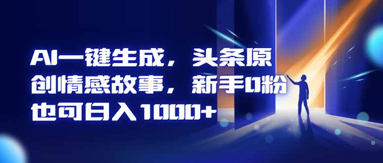 AI一键生成，头条原创情感故事，新手0粉也可日入1000+-百川聊项目