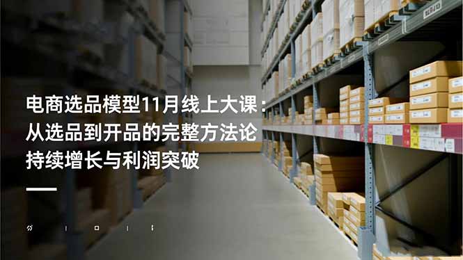 电商选品模型11月线上大课：从选品到开品的完整方法论 持续增长与利润突破-百川聊项目