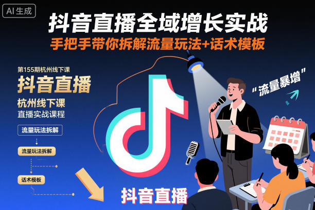 抖音直播全域增长实战第155期杭州线下课，手把手带你拆解流量玩法+话术模板-百川聊项目