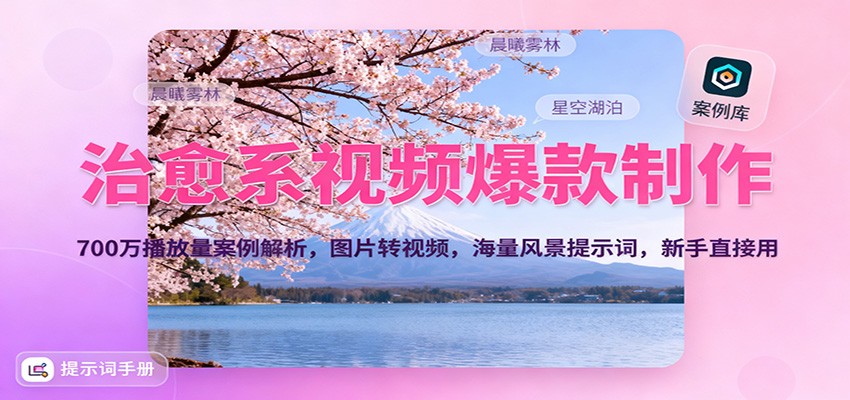 治愈系视频爆款制作，700万播放量案例解析，图片转视频，海量风景提示词，新手直接用-百川聊项目