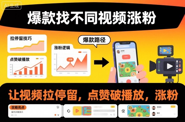 爆款找不同视频涨粉，让视频拉停留，实现点赞，破播放，涨粉-百川聊项目