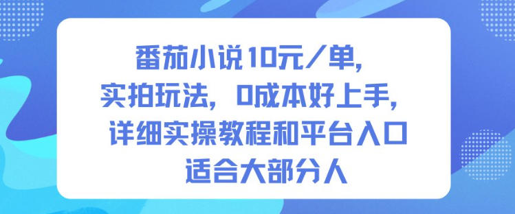 番茄小说10米每单，实拍玩法，0成本好上手，详细实操教程和平台入口适合大部分人-百川聊项目
