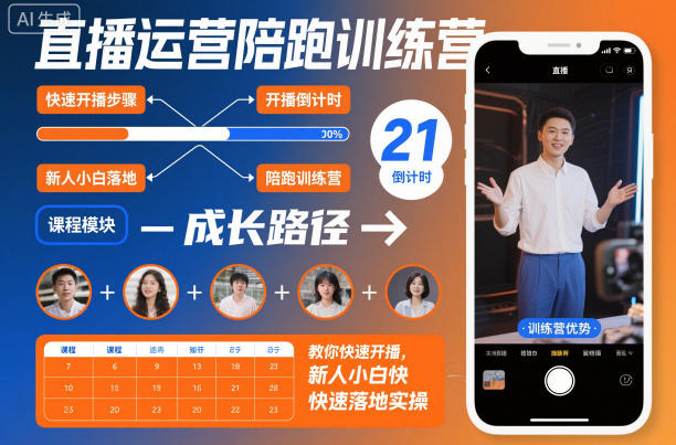 直播运营陪跑训练营，教你快速开播，新人小白快速落地实操-百川聊项目