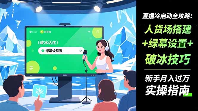 直播冷启动全攻略:人货场搭建+绿幕设置+破冰技巧，新手月入过万实操指南-百川聊项目