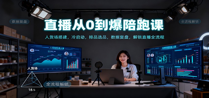 直播从0到爆陪跑课：人货场搭建，冷启动，排品选品，数据复盘，解锁直播全流程-百川聊项目