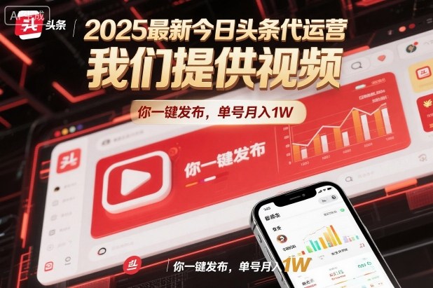 2025最新今日头条代运营,我们提供视频,你一键发布,单号月入1W【揭秘】-百川聊项目