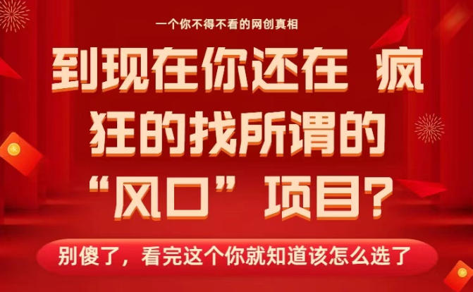 马上26年了，你还在找所谓的风口项目？别傻了，看完这个你全都懂了！【揭秘】-百川聊项目