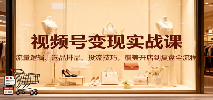 视频号变现实战课：流量逻辑、选品排品、投流技巧，覆盖开店到复盘全流程-百川聊项目