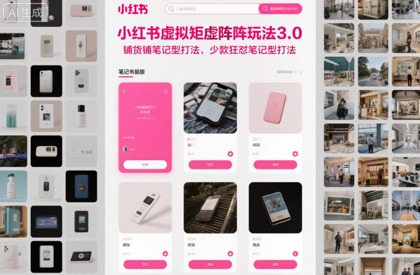 小红书虚拟矩阵玩法3.0，铺货铺笔记型打法，少款狂怼笔记型打法-百川聊项目