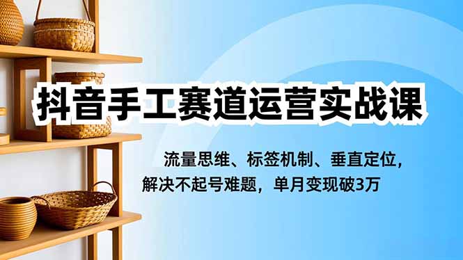 抖音手工赛道运营实战课，流量思维、标签机制、垂直定位，解决不起号难题，单月变现破3万-百川聊项目