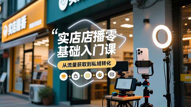 实体店播零基础入门课，实体店+短视频+直播+微信生态+私域社群，从流量获取到私域转化-百川聊项目