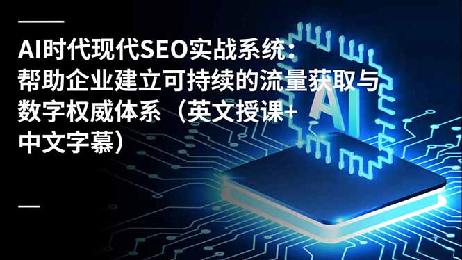 AI时代现代SEO实战系统：帮助企业建立可持续的流量获取与数字权威体系(英文授课+中文字幕-百川聊项目