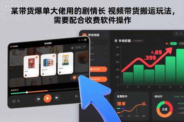 某带货爆单大佬用的剧情长视频带货搬运玩法，需要配合收费软件操作-百川聊项目
