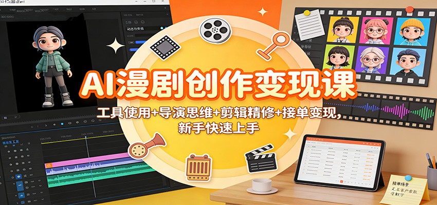 AI漫剧创作变现课：工具使用+导演思维+剪辑精修+接单变现，新手快速上手-百川聊项目