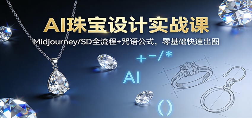AI珠宝设计实战课：Midjourney/SD全流程+咒语公式，零基础快速出图-百川聊项目