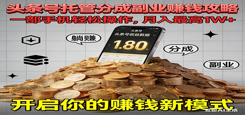 全程托管今日头条，一部手机就可以开干，最高躺赚1W+-百川聊项目