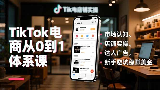TikTok电商从0到1体系课,市场认知、店铺实操、达人广告,新手避坑稳赚美金-百川聊项目