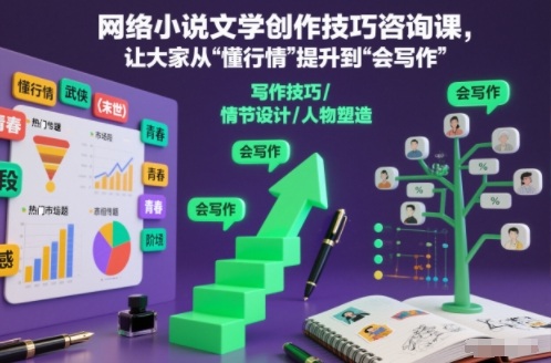 网络小说文学创作技巧咨询课，让大家从“懂行情”提升到”会写作”的高度-百川聊项目