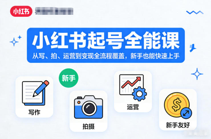 小红书起号全能课，从写、拍、运营到变现全流程覆盖，新手也能快速上手-百川聊项目