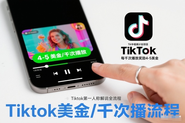 TK中视频计划项目，Tiktok第一人称解说流程，每干次播放奖励4-5美金-百川聊项目