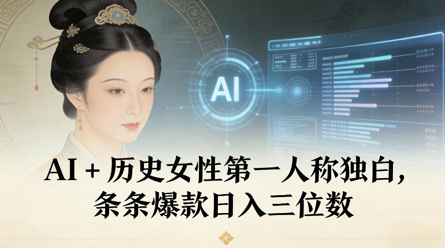 AI+历史女性第一人称独白，条条爆款日入三位数-百川聊项目