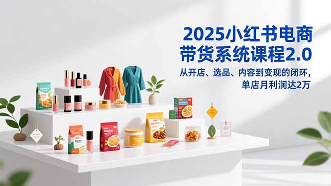 2025小红书电商带货系统课程2.0，从开店、选品、内容到变现的闭环，单店月利润达2万-百川聊项目