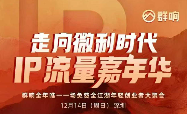 2025ip嘉年华万人12月14深圳线下课，走向微利时代，IP流量嘉年华，实操性极强的商业干货课-百川聊项目