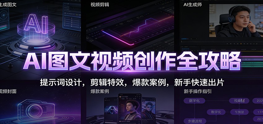 AI图文视频创作全攻略：提示词设计，剪辑特效，爆款案例，新手快速出片-百川聊项目