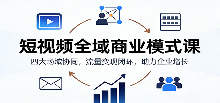 短视频全域商业模式课：四大场域协同，流量变现闭环，助力企业增长-百川聊项目