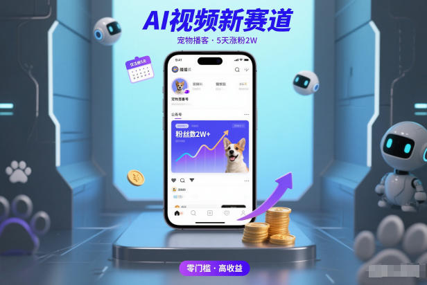 AI视频新赛道，宠物播客仅注册5天涨粉2W，收益非常可观-百川聊项目