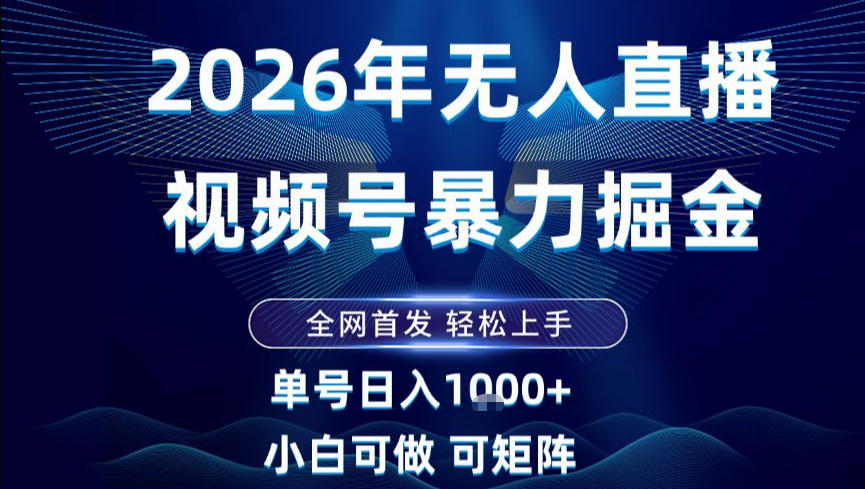 2026最新视频号无人直播掘金，全网首发，小白可以玩，长期稳定日入1k+【揭秘】-百川聊项目