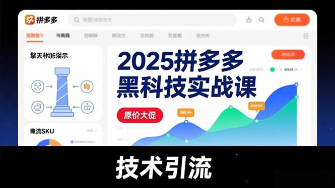 2025拼多多黑科技实战课，擎天柱玩法、爆流SKU、原价大促，技术引流，单店日销轻松破千单-百川聊项目