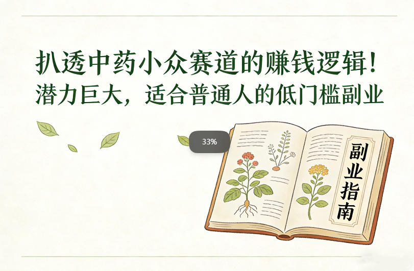 扒透中药小众赛道的賺米逻辑，潜力巨大，适合普通人的低门槛副业-百川聊项目