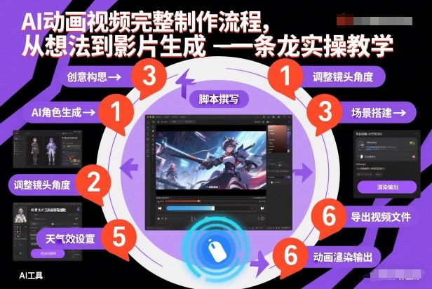 AI动画视频完整制作流程，从想法到影片生成一条龙实操教学-百川聊项目