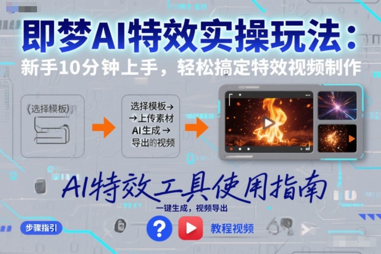 即梦AI特效实操玩法：新手10分钟上手，轻松搞定特效视频制作-百川聊项目