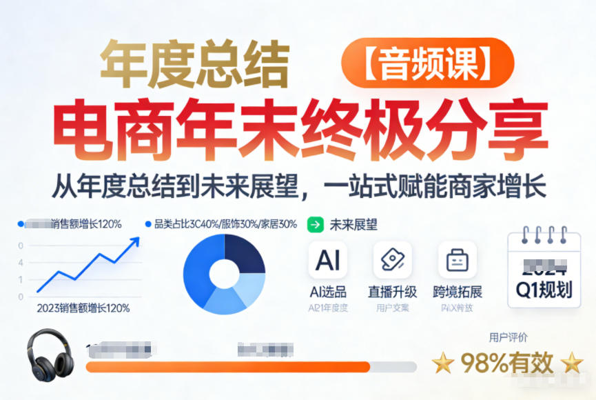 电商年未终极分享，从年度总结到未来展望，一站式赋能商家增长【音频课】-百川聊项目