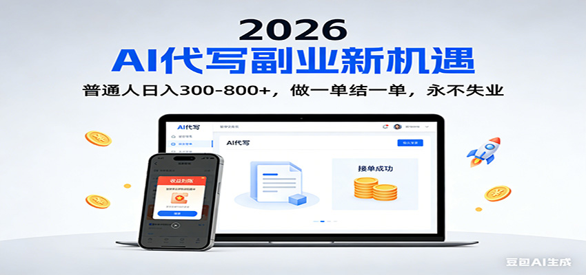 2026 副业首选！AI 代写日入 300-800，普通人0门槛，做一单结一单！-百川聊项目