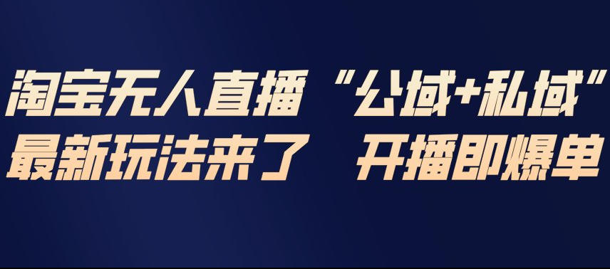 淘宝无人直播完整教程，公试+私域，最新玩法来了，开播即爆单-百川聊项目