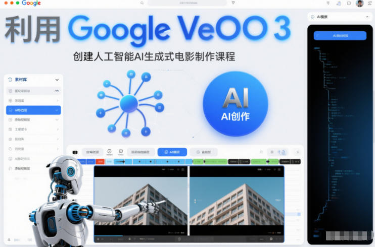 利l用Google Veo 3创建人工智能AI生成式电影制作课程，使用人工智能的力量创建令人惊叹的视频-百川聊项目