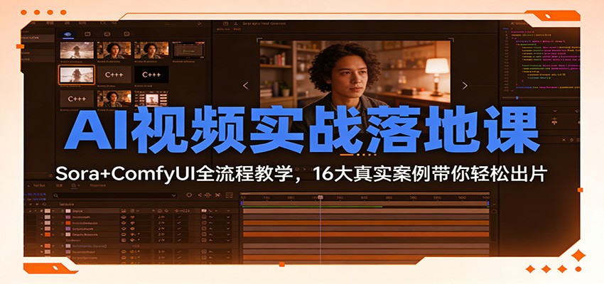 AI视频实战落地课：Sora+ComfyUI全流程教学，16大真实案例带你轻松出片-百川聊项目