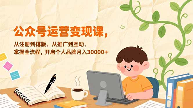 公众号运营变现课，从注册到排版、从推广到互动，掌握全流程，开启个人品牌月入30000+-百川聊项目
