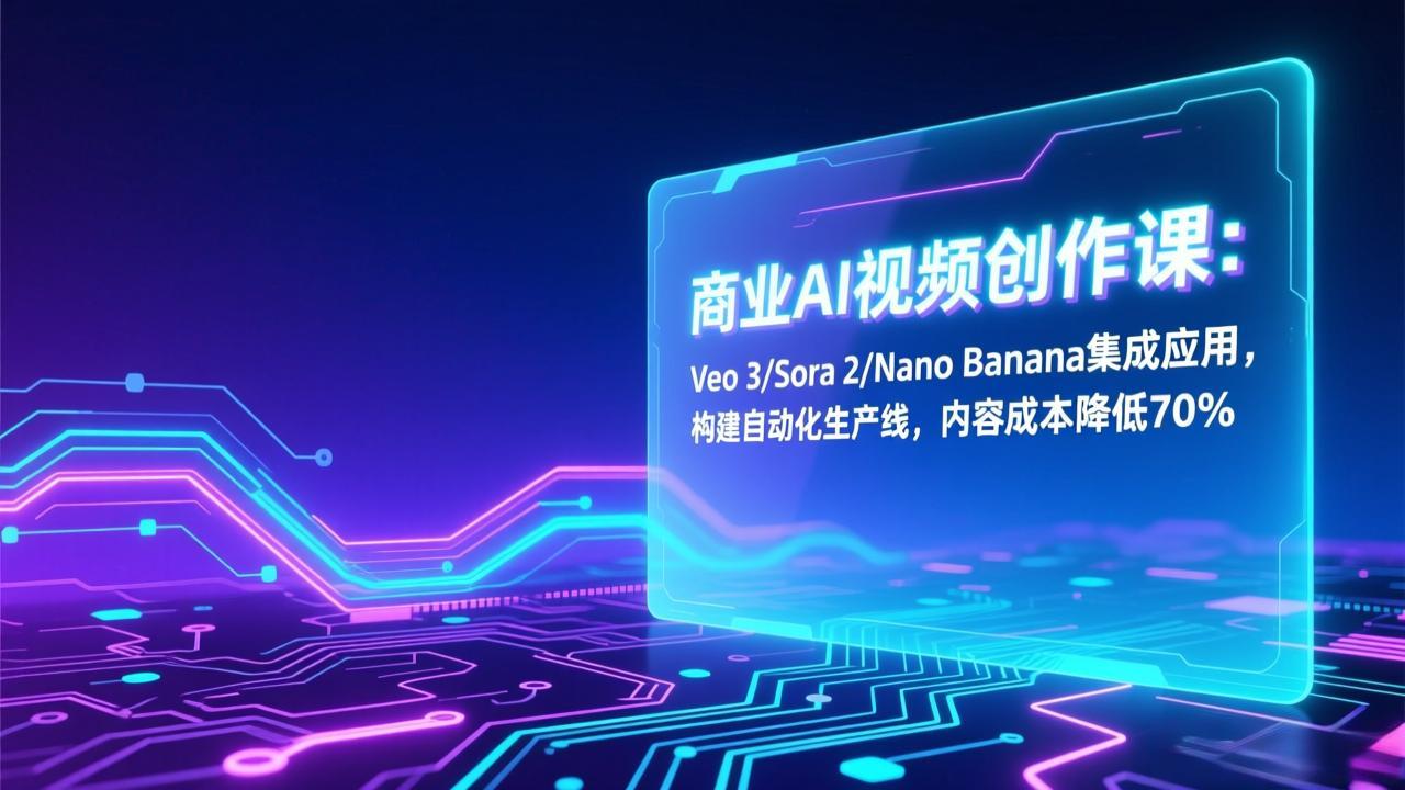商业AI视频创作课：Veo 3/Sora 2/Nano Banana集成应用，构建自动化生产线，内容成本降低70%-百川聊项目
