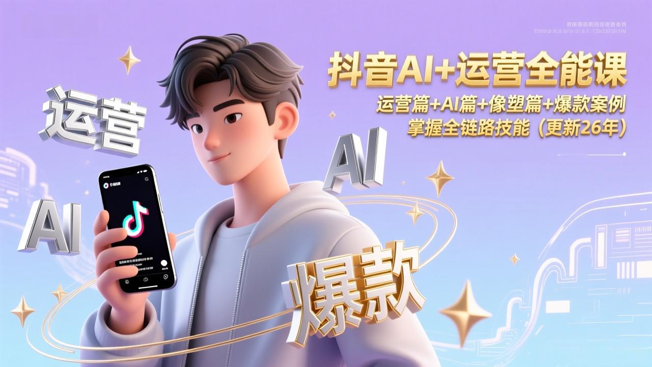 抖音AI+运营全能课，运营篇+AI篇+像塑篇+爆款案例，掌握全链路技能(更新26年-百川聊项目