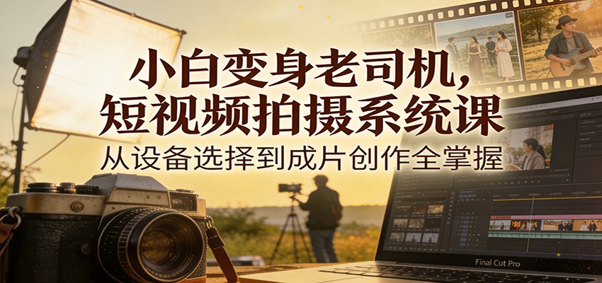 小白变身老司机,短视频拍摄系统课,从设备选择到成片创作全掌握-百川聊项目