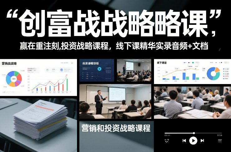 创富战略课，赢在重注时刻，营销和投资战略课程，线下课精华实录音频+文档-百川聊项目