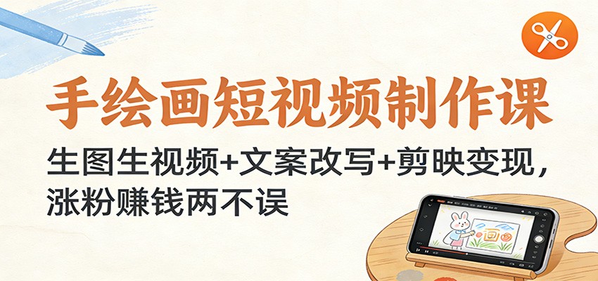 手绘画短视频制作课：生图生视频+文案改写+剪映变现，涨粉赚钱两不误-百川聊项目