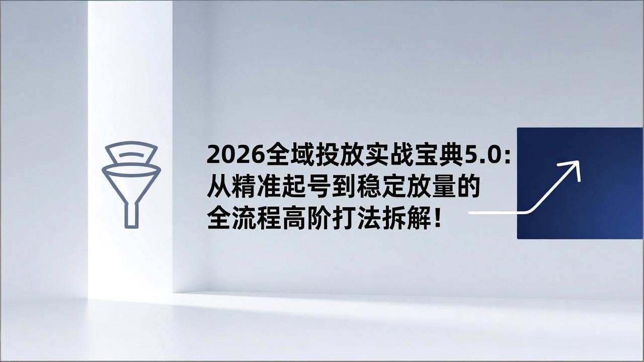 2026全域投放实战宝典5.0：从精准起号到稳定放量的全流程高阶打法拆解！-百川聊项目