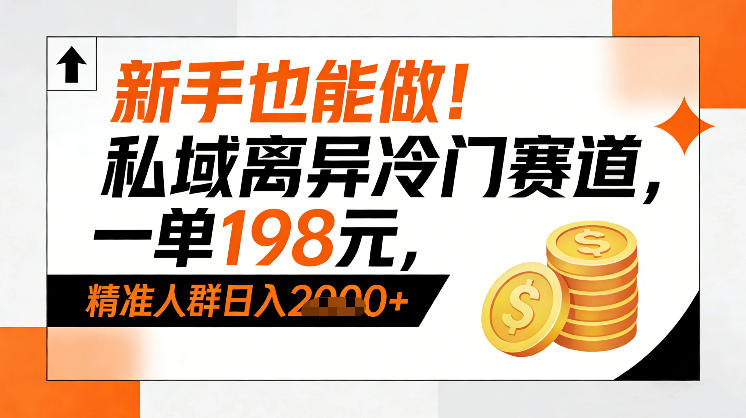 新手也能做！私域离异冷门赛道，一单198，精准人群日入1k+-百川聊项目
